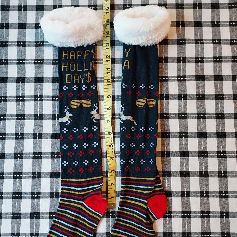 Knee High Christmas Socks Faux Fur Woman's